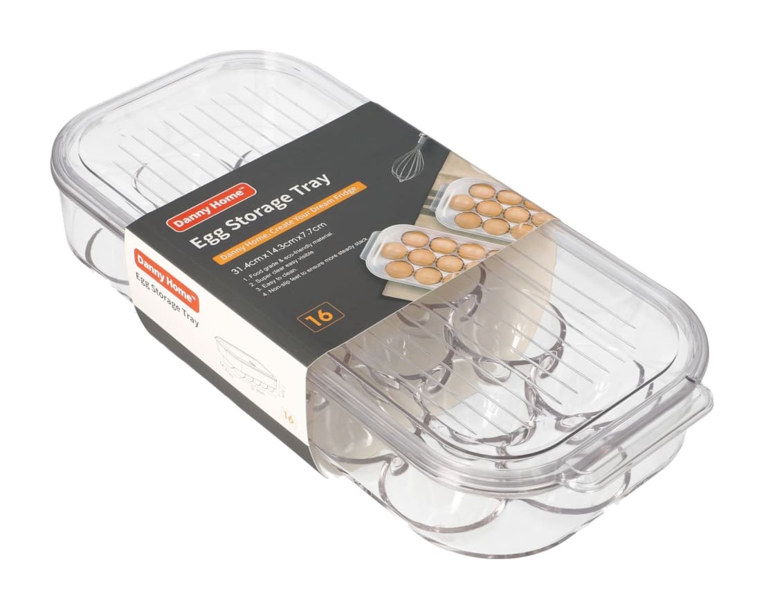 Clear PET Platsic Rectangular 16 Egg Storage Tray 31.4cm 504g