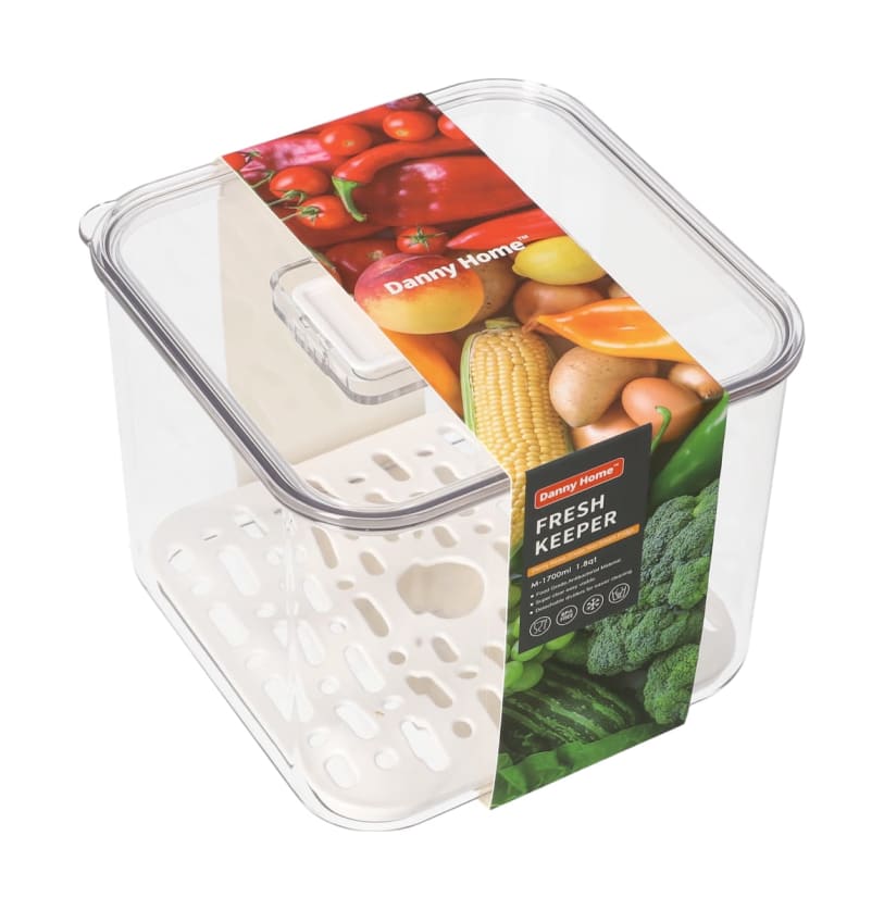 Clear PET Plastic Fruit & Veggie Fresh Keeper Storage Box With Lid 14.2cm 306g