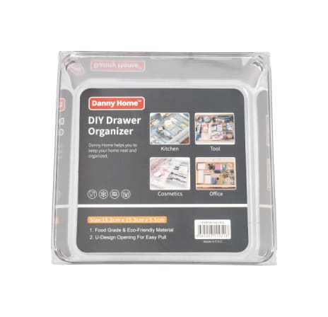 Clear PET Plastic Square DIY Combined Drawer Organizer 15.2cm 136g