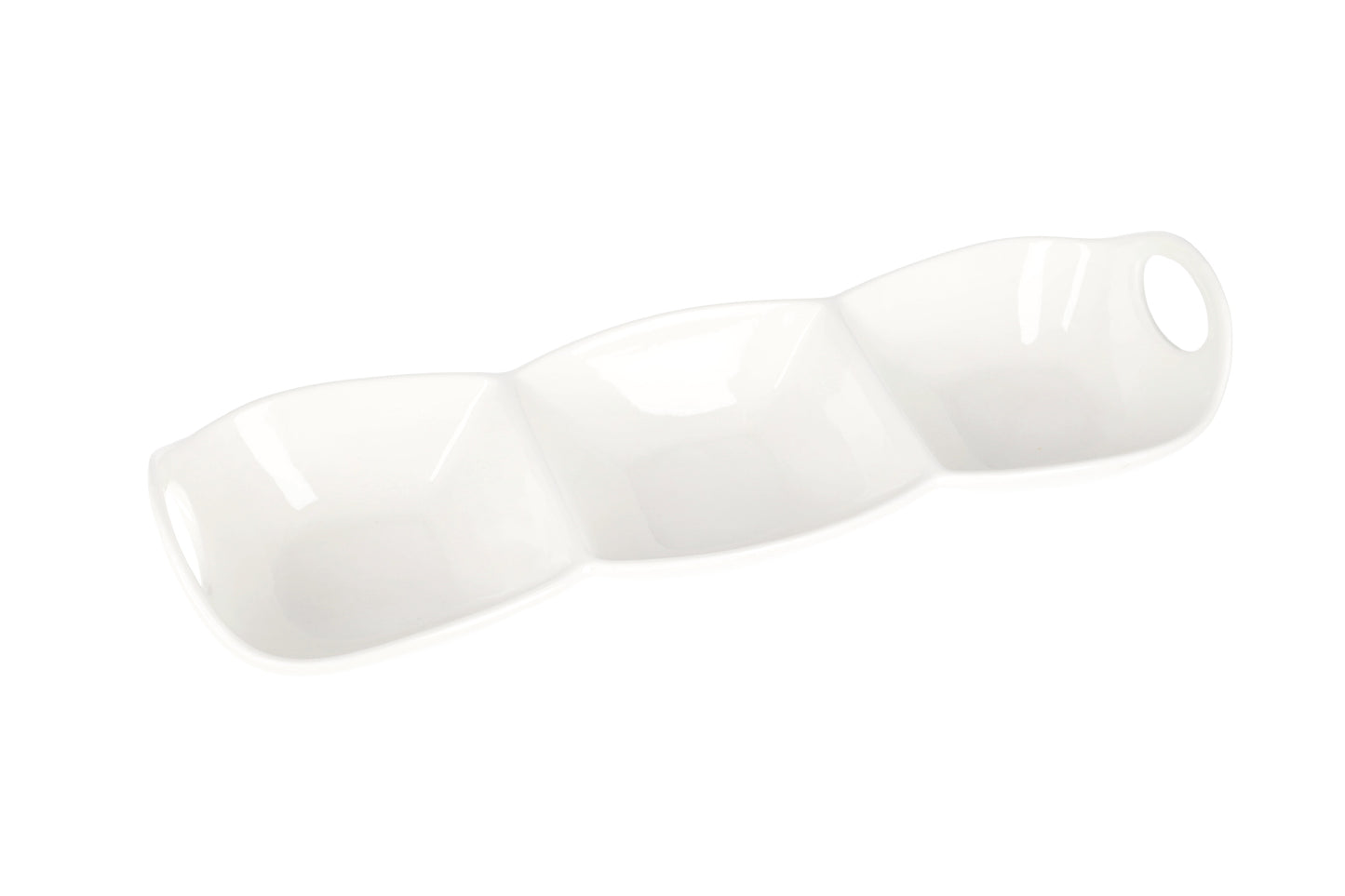 White Rectangular Ceramic 3 Division Platter Serving Tray 30.8cm 12 Inch