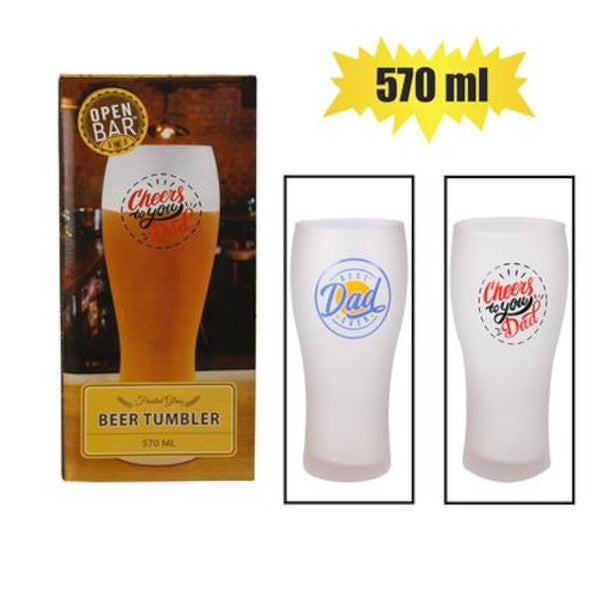 Beer Tumbler Glass Frosted With Decal 570ml
