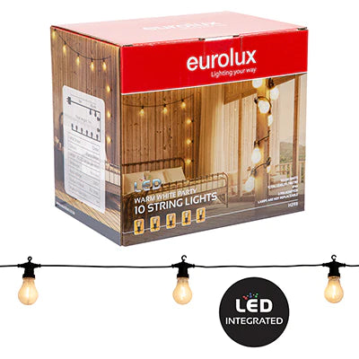 Party String Lights LED 10PK Warm White Clear Globe