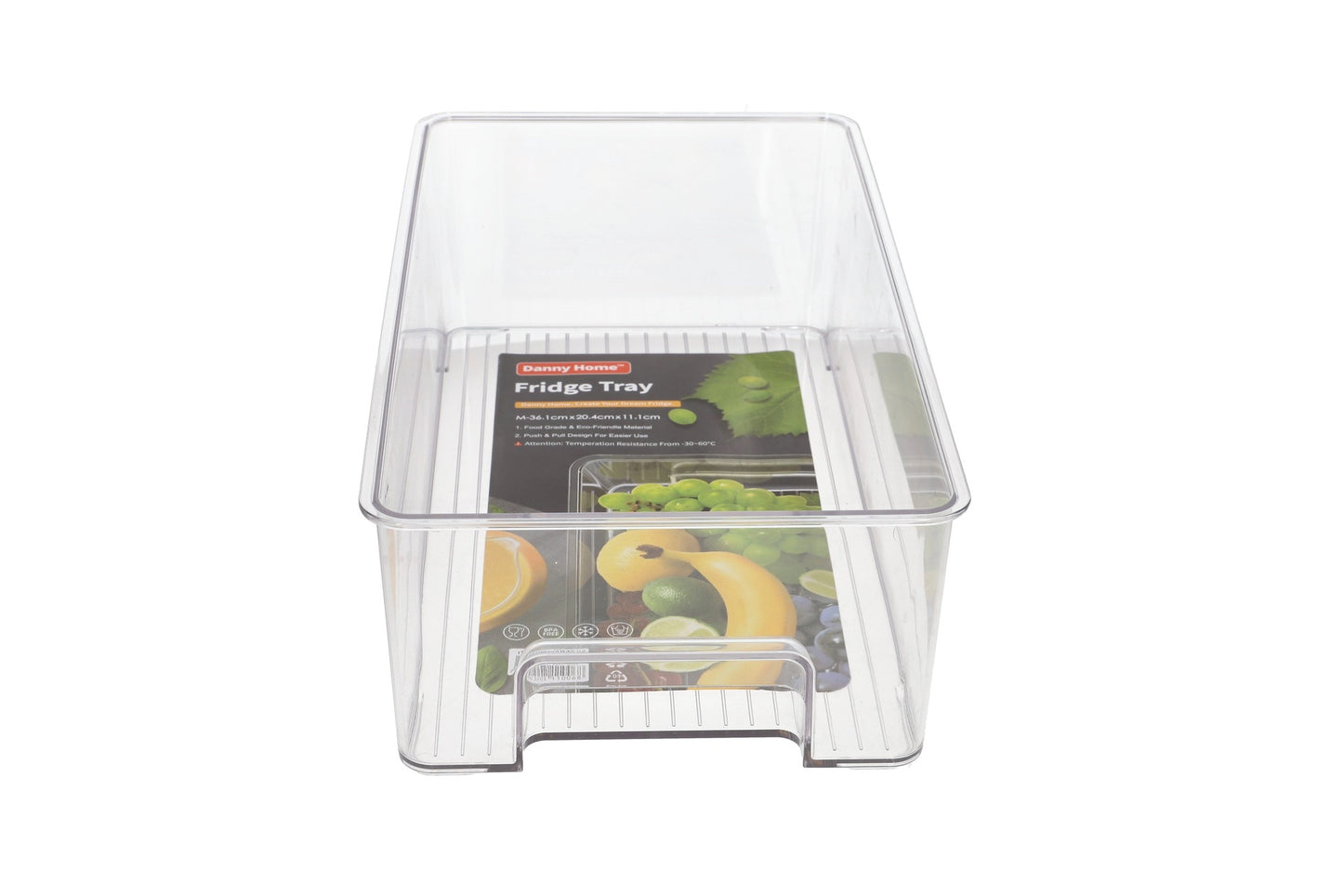 Clear PET Plastic Rectangular Refrigerator Storage Box (M) 36.1cm 568g