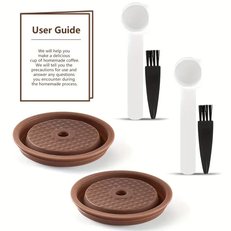 Reusable Silicone Coffee Capsule Lids - Universally Compatible with Nespresso Pods Vertuo, Food-Grade, Easy-to-Clean, and BPA-Free - Includes Scoop and Brush for Every Size Refillable Vertuo Capsule