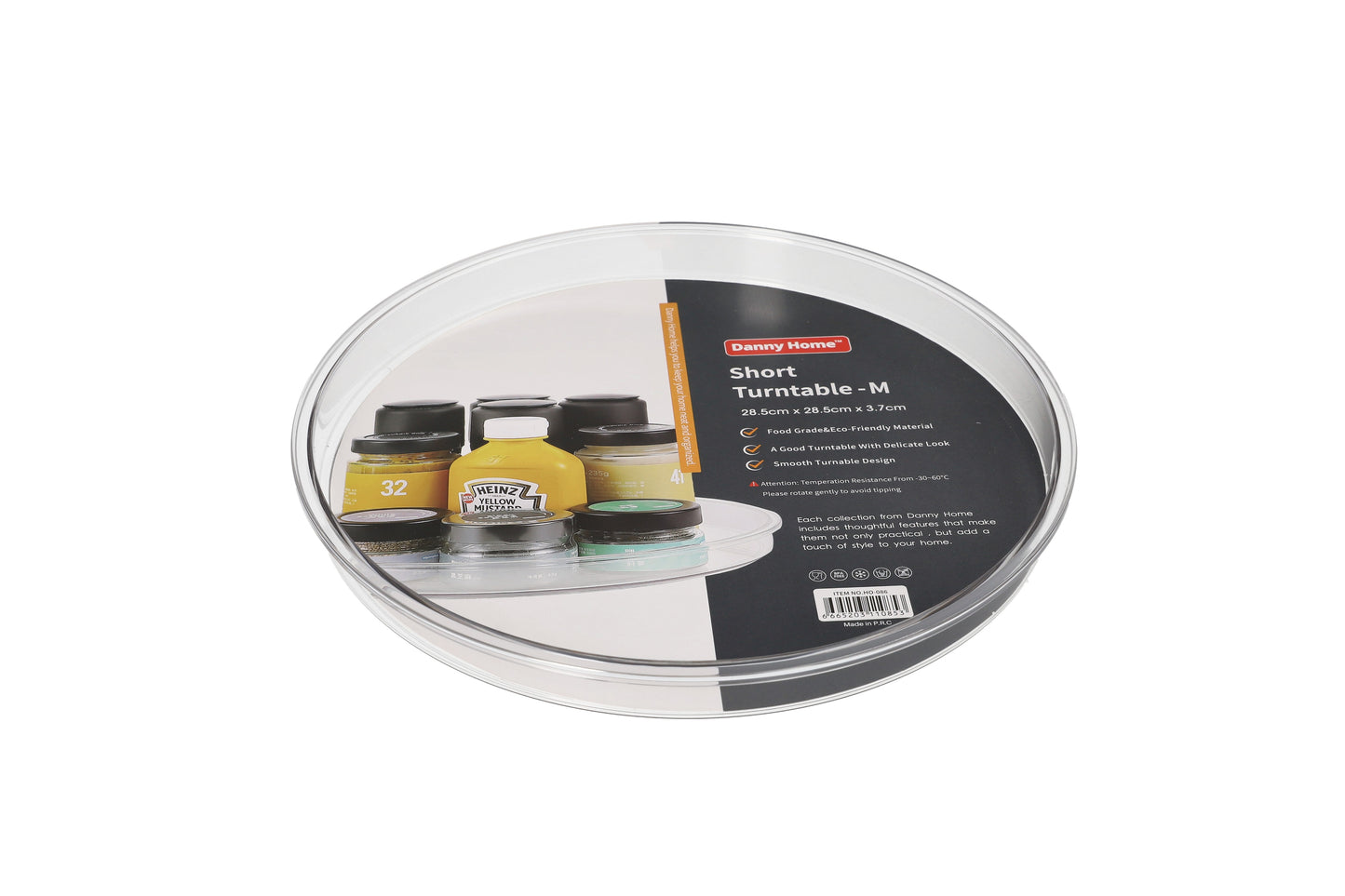 Clear Round PET Plastic ??Round Kitchen Storage Display Shelf Turntable 28.5cm