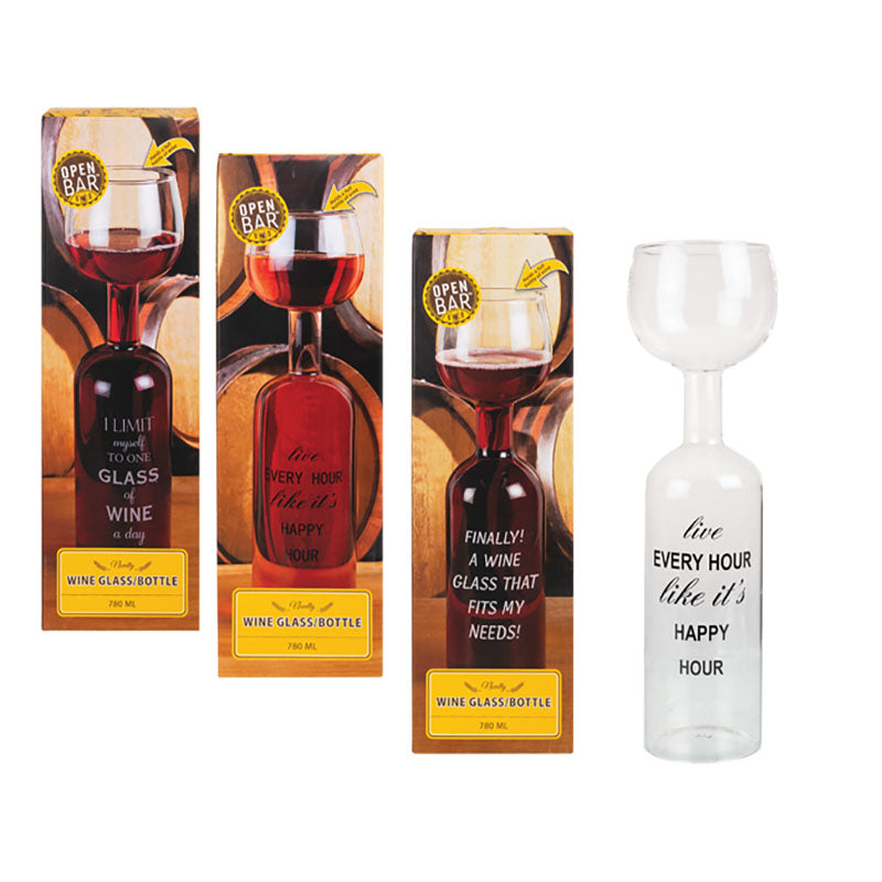 Novelty Wine Glass Bottle – 26cm (Pack of 3)