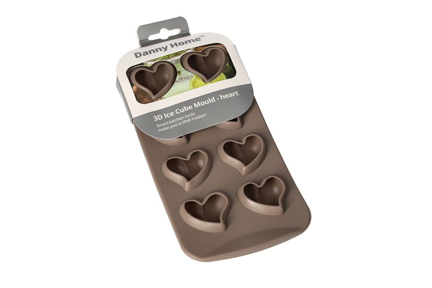 Brown 3D 8 Ice Cube Mold Maker Heart Shaped  21.2cm