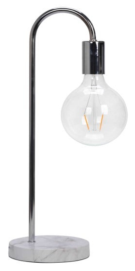 Arched Silver & Marble Metal Desktop Lamp 48.5cm