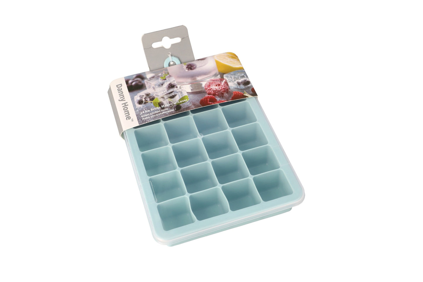 Blue 24 Ice Bricks Maker With Cover Square Shaped 19cm