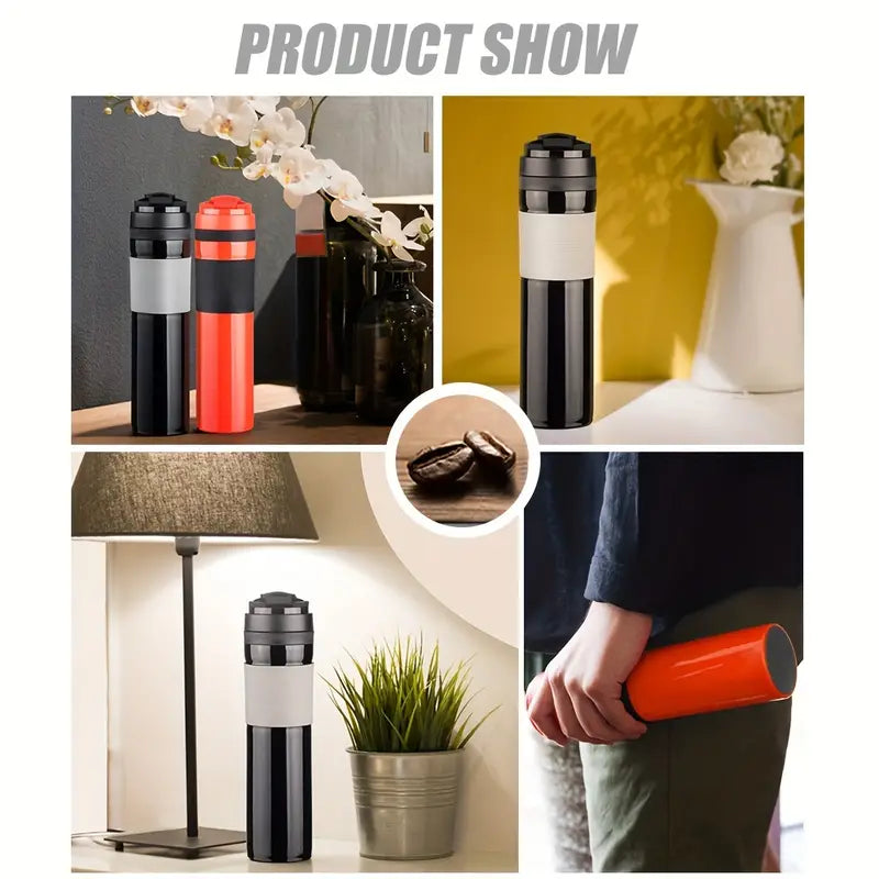 Portable 350ml French Press Coffee Maker - Compact Travel-Friendly Cup, Ideal for Outdoor Use