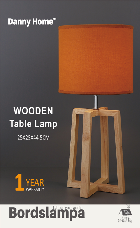 Khaki Wooden Table Lamp Tripod Base 44.5cm
