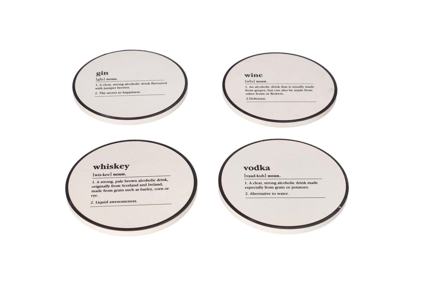 Porcelain Absorbent Liquor Printed Coasters 10.1cm 4pcs