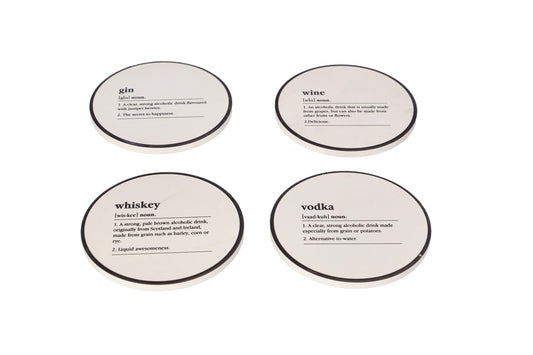 Porcelain Absorbent Liquor Printed Coasters 10.1cm 4pcs