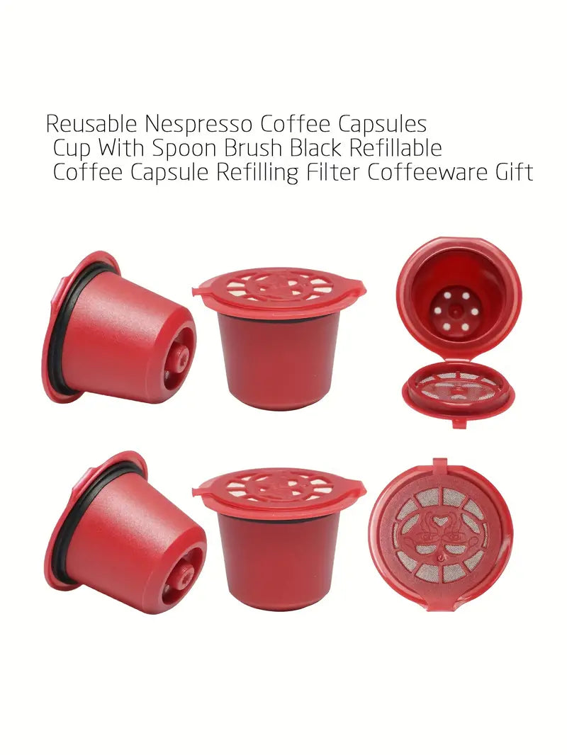 Reusable Refillable Coffee Capsule Filters Compatible With Nespresso With Spoon Brush Kitchen Accessories