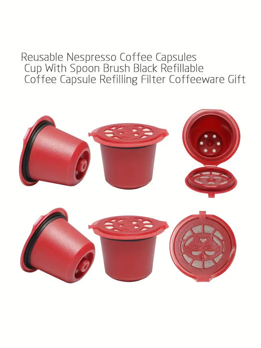 Reusable Refillable Coffee Capsule Filters Compatible With Nespresso With Spoon Brush Kitchen Accessories