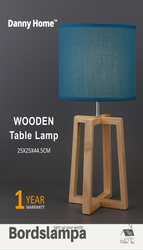 Yale Blue & Khaki Wooden Table Lamp Tripod Base 44.5cm