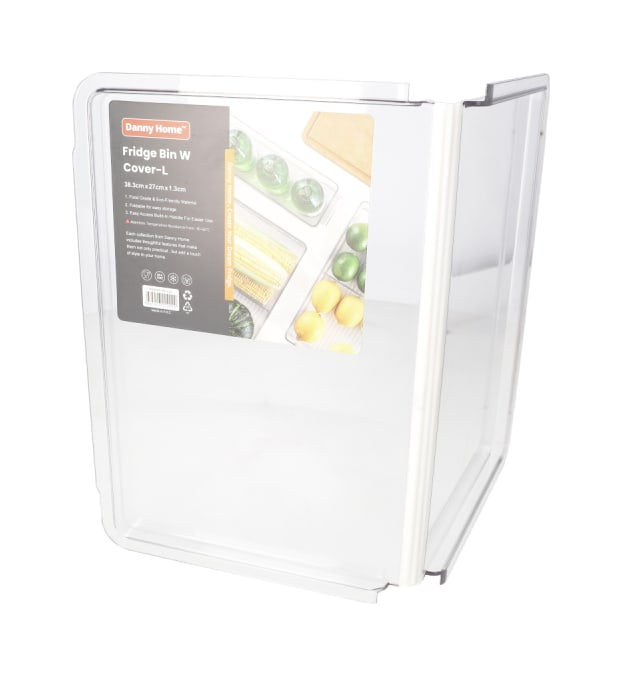 Clear PET Plastic Foldable Rectangular Refrigerator Storage Box Lid (L) 38.3cm 212g