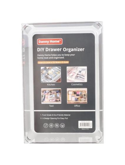 Clear PET Plastic Rectangular DIY Combined Drawer Organizer 22.9cm 208g