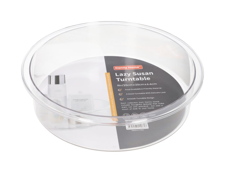 Clear PET Plastic ??Round Kitchen Sauce Storage Display Shelf Turntable 25cm 410g