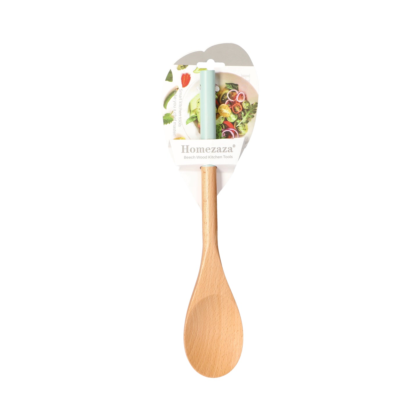 Brown & Blue Beechwood Solid Spoon 33cm