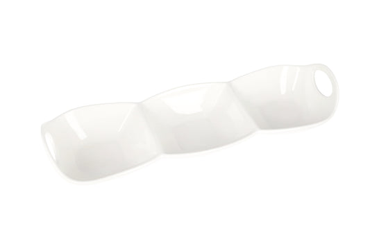 White Rectangular Ceramic 3 Division Platter Serving Tray 30.8cm 12 Inch