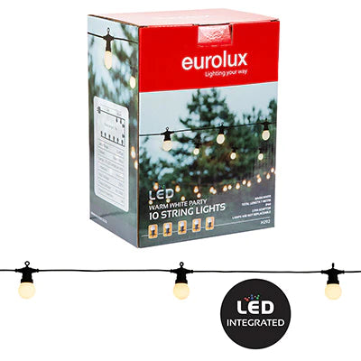 Party String Lights LED 10PK Warm White Opal Globes