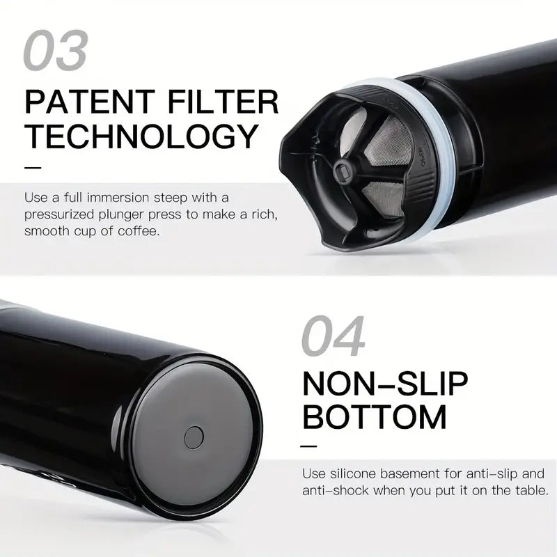 Portable 350ml French Press Coffee Maker - Compact Travel-Friendly Cup, Ideal for Outdoor Use