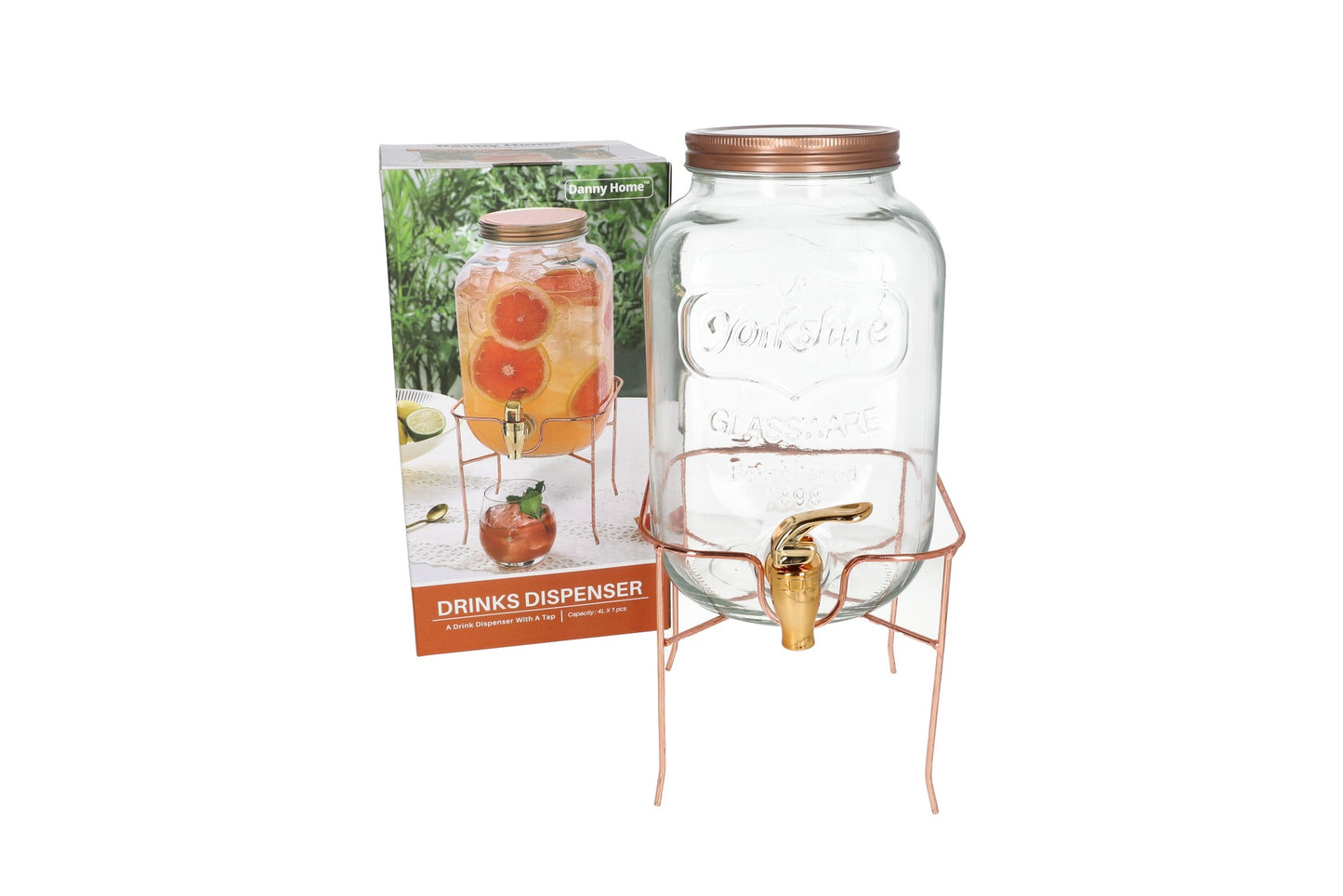 4LT  Drinks Dispenser Storage  Jug  With Tap  and Iron Stand .