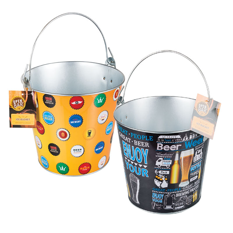 Decorated Tinplate Ice Bucket – 22cm x 18cm (2 Pack)